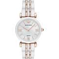Emporio Armani Emporio Armani Gianni T-Bar AR70004  AR70004 кварцевые женские часы  перламутровый циферблат, браслет сталь с ip покрытием + керамика — вид спереди