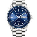 Hamilton Hamilton Jazzmaster Seaview Day Date Quartz H37551141  H37551141 кварцевые мужские часы  синий циферблат, браслет нержавеющая сталь — вид спереди