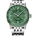 Breitling Breitling Navitimer Automatic GMT 41 A323102A1L1A1  A323102A1L1A1 механические мужские часы  зеленый циферблат, браслет нержавеющая сталь — вид спереди