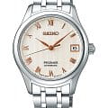 Seiko Seiko Presage SRPF47J1  SRPF47J1 механические женские часы  бежевый циферблат, браслет нержавеющая сталь — вид спереди
