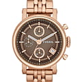 Fossil Fossil Boyfriend ES3494  ES3494 кварцевые женские часы  желтый циферблат, браслет сталь с ip покрытием — вид спереди