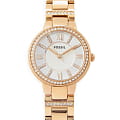 Fossil Fossil Carlie  ES3284  ES3284 кварцевые женские часы  серый циферблат, браслет нержавеющая сталь + золото 18к — вид спереди
