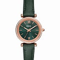Fossil Fossil Carlie ES5370  ES5370 кварцевые женские часы  зеленый циферблат, браслет кожаный — вид спереди