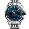 Breitling Breitling Premier B01 Chronograph 42 AB0118221C1A1  AB0118221C1A1 механические мужские часы  синий циферблат, браслет нержавеющая сталь — вид спереди