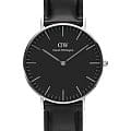 Daniel Wellington Daniel Wellington Classic Black Sheffeld DW00100145  DW00100145 кварцевые женские часы  черный циферблат, браслет кожаный — вид спереди