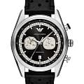 Emporio Armani Emporio Armani Racer AR11635  AR11635 кварцевые мужские часы  черный циферблат, браслет кожаный — вид спереди